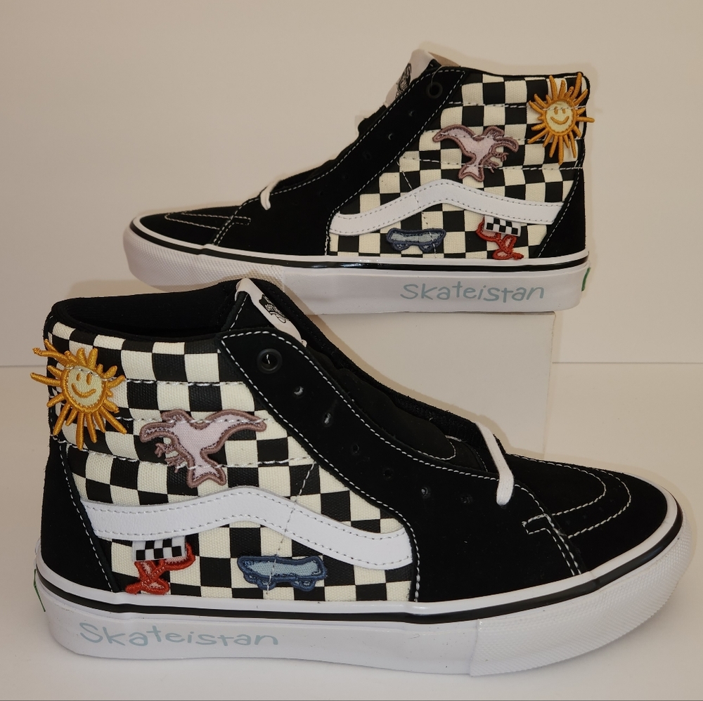 Sk8 hi pro skateistan checkerboard patch vans